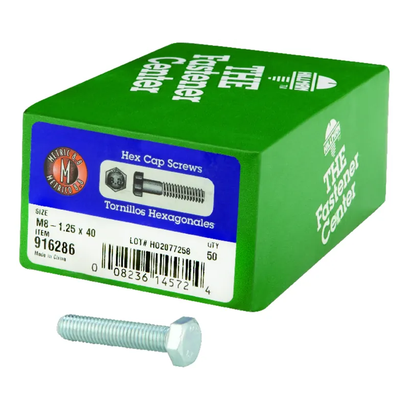 M8-1.25 Mm D X 40 Mm L Heat Treated Steel Hex Head Cap Screw 1 Pk