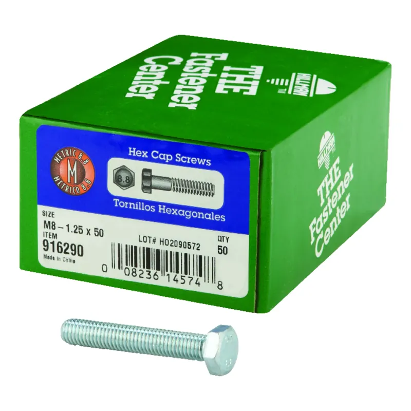 M8-1.25 Mm D X 50 Mm L Heat Treated Steel Hex Head Cap Screw 1 Pk