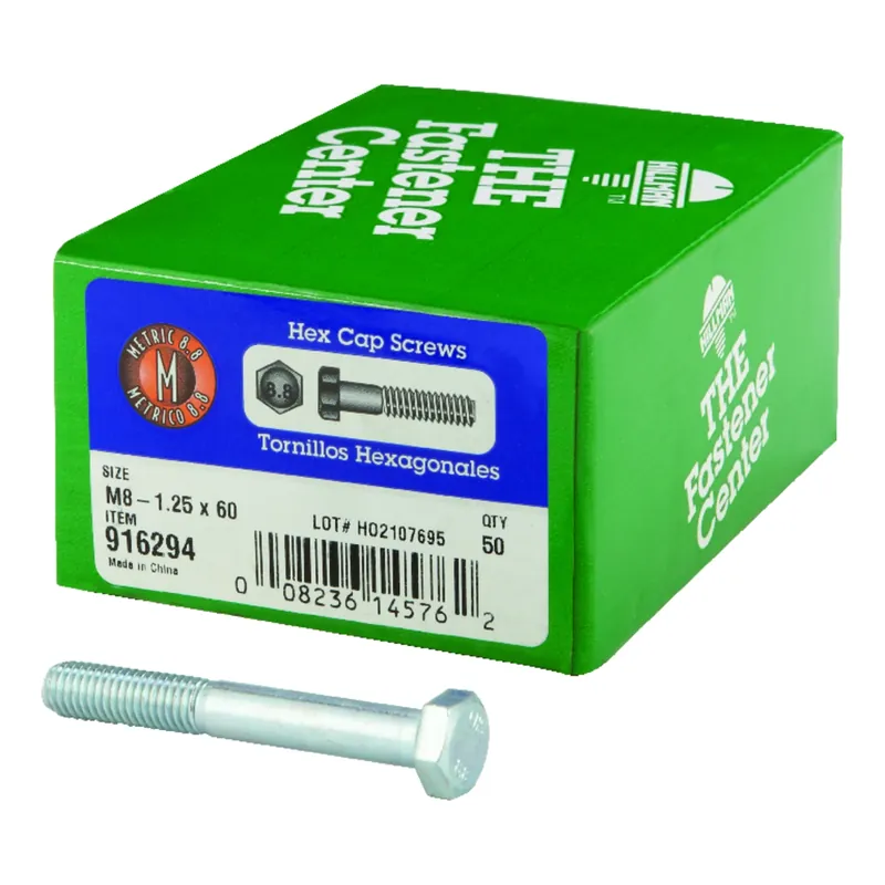 M8-1.25 Mm D X 60 Mm L Heat Treated Steel Hex Head Cap Screw 1 Pk