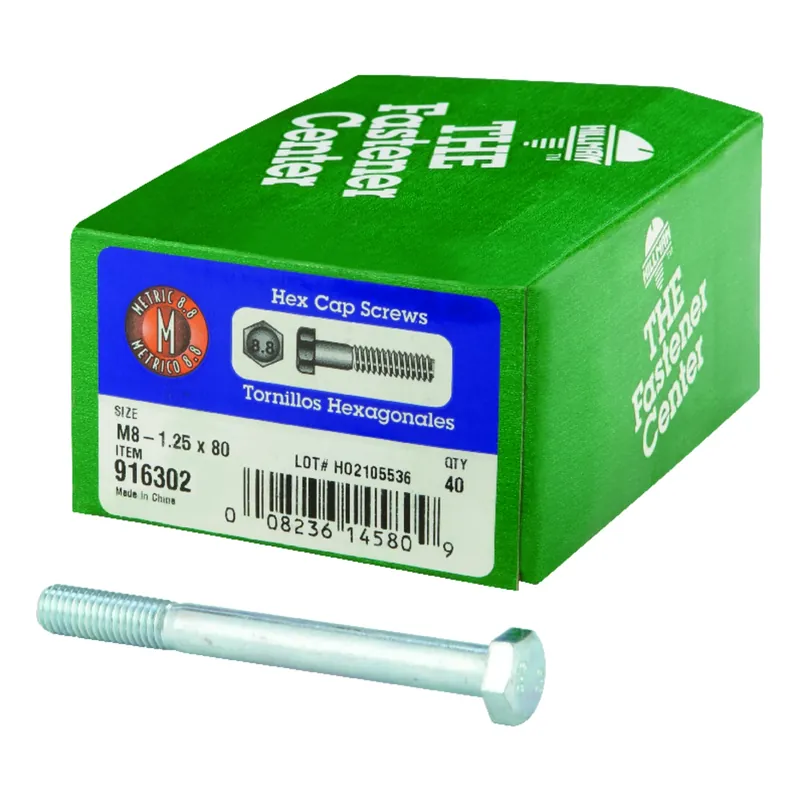M8-1.25 Mm D X 80 Mm L Heat Treated Steel Hex Head Cap Screw 1 Pk