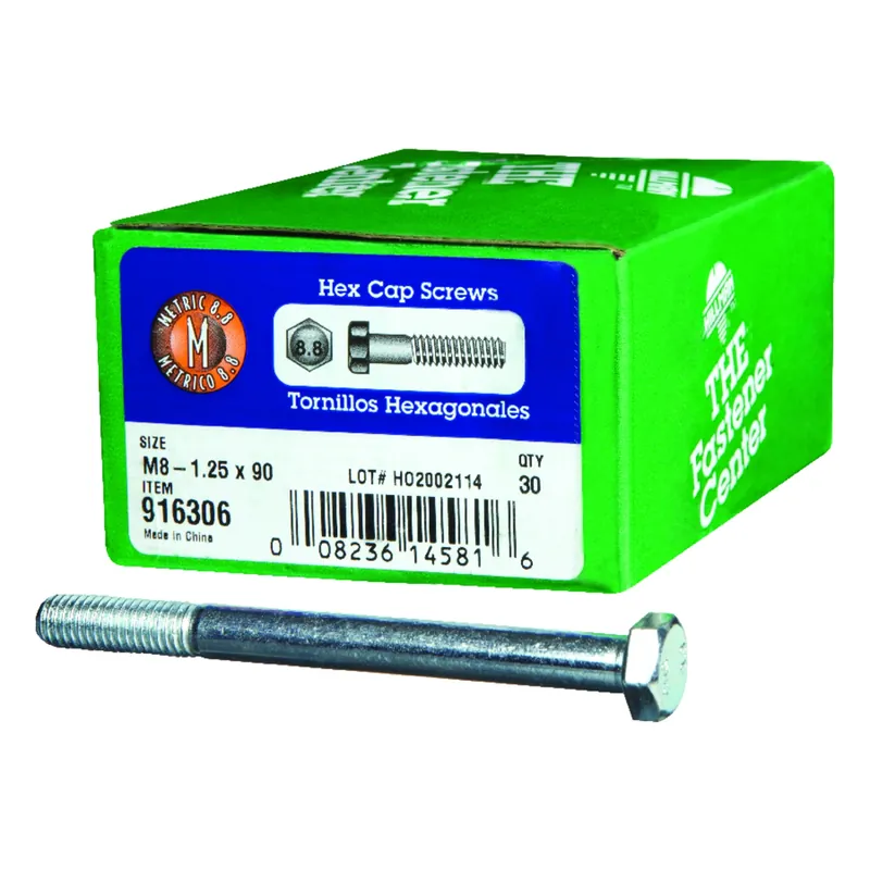 M8-1.25 Mm D X 90 Mm L Heat Treated Steel Hex Head Cap Screw 1 Pk