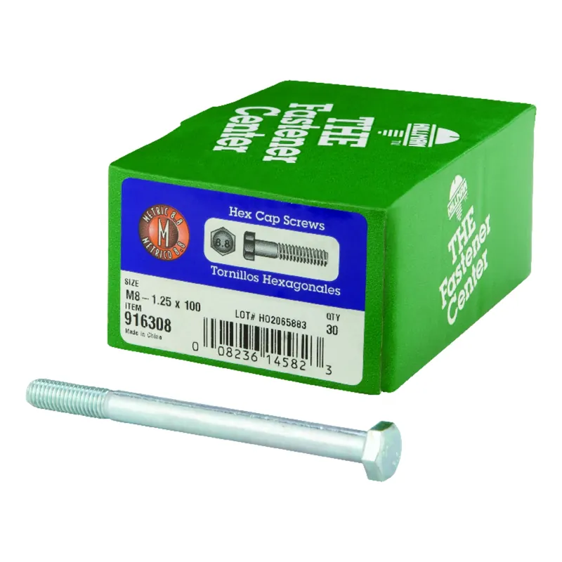 M8-1.25 Mm D X 100 Mm L Heat Treated Steel Hex Head Cap Screw 1 Pk