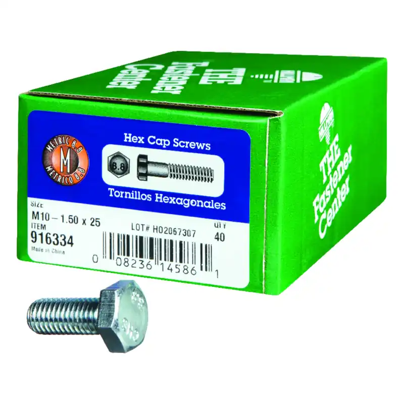 M10-1.50 Mm D X 25 Mm L Heat Treated Steel Hex Head Cap Screw 1 Pk