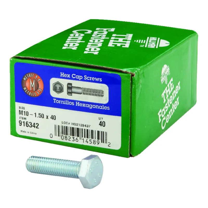 M10-1.50 Mm D X 40 Mm L Heat Treated Steel Hex Head Cap Screw 40 Pk