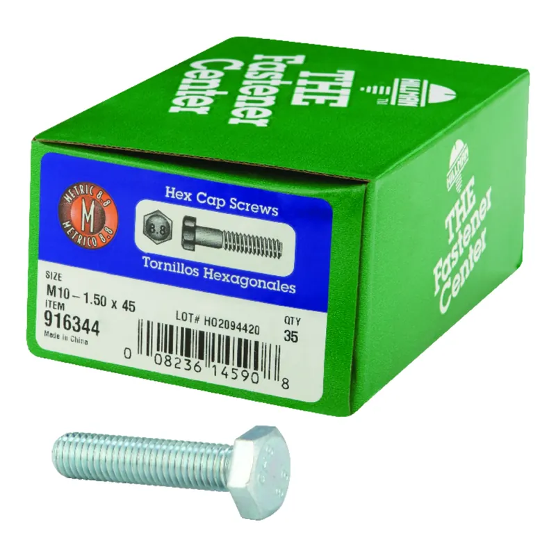 M10-1.50 Mm D X 45 Mm L Heat Treated Steel Hex Head Cap Screw 35 Pk