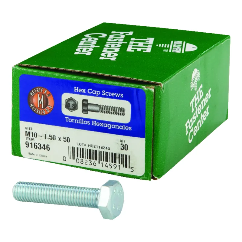 M10-1.50 Mm D X 50 Mm L Heat Treated Steel Hex Head Cap Screw 30 Pk