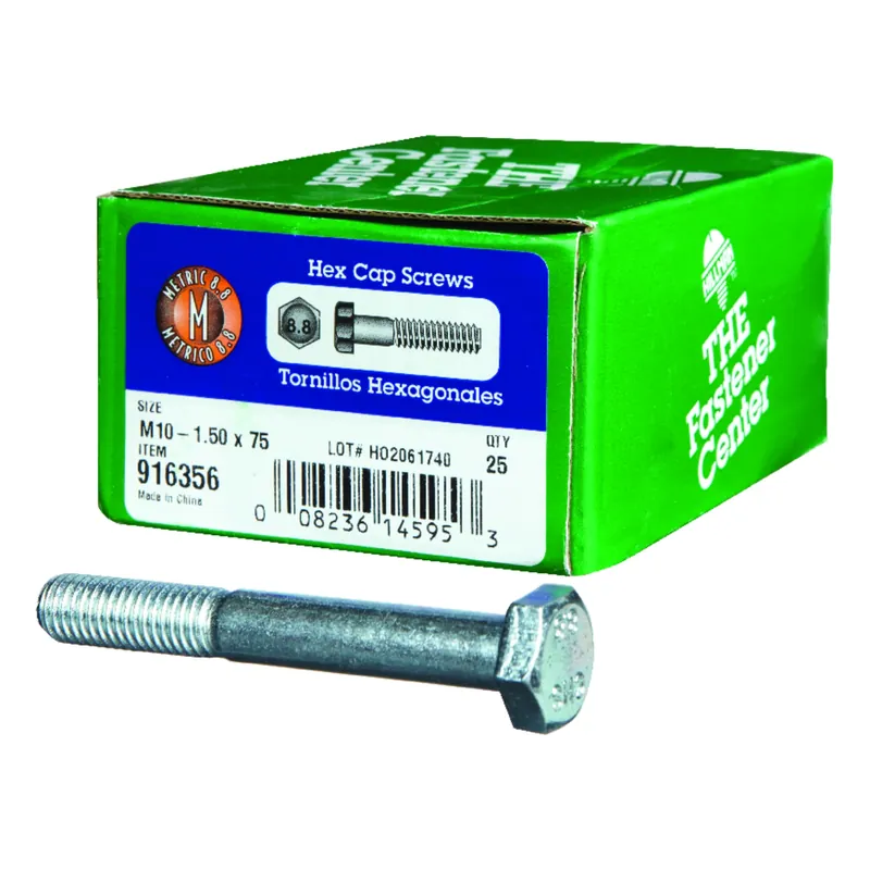 M10-1.50 Mm D X 75 Mm L Heat Treated Zinc Steel Hex Head Cap Screw 1 Pk