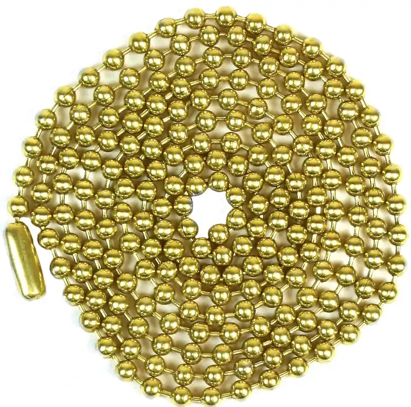 Beaded Chain With Connector, Brass-plated Steel, 3 Ft.