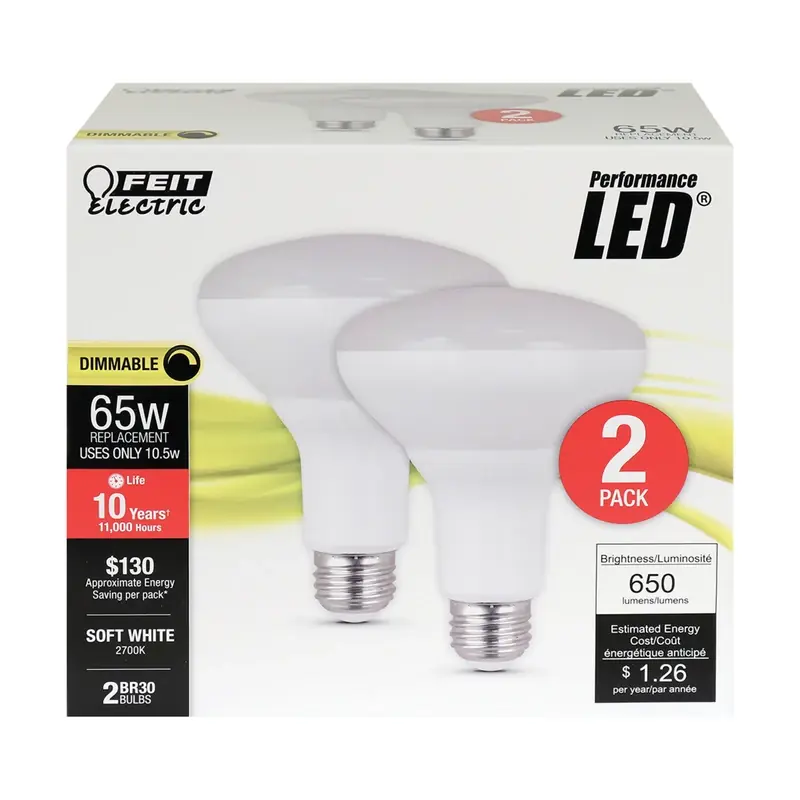 Br30 E26 (medium) Led Bulb Soft White 65 Watt Equivalence 2 Pk