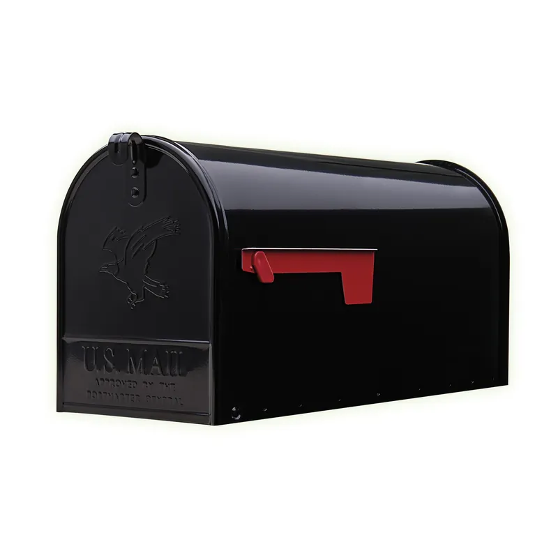 Elite Post-mount Mailbox, Large, Black Steel