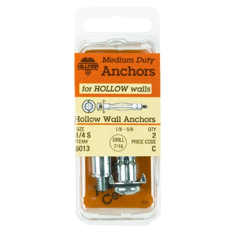 1/4 In. D X 2.35 In. L Steel Pan Head Hollow Wall Anchors 2 Pk