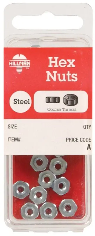 6 In. Zinc-plated Steel Sae Hex Nut 24 Pk
