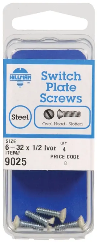 No. 6-32 Ga. X 1/2 In. L Slotted Oval Head Steel Machine Screws 4 Pk