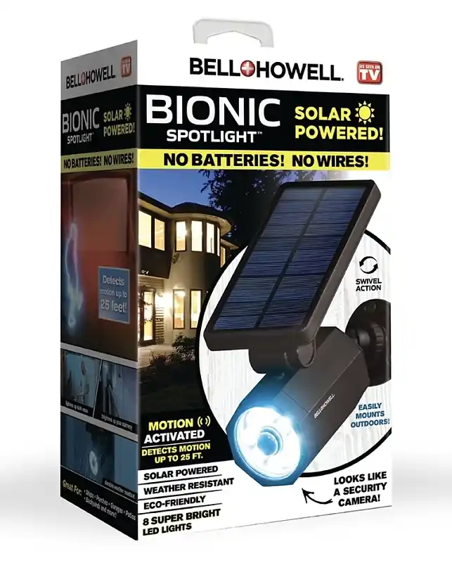 Bionic Solar Led Landscape Spotlight, Motion Sensor, Black