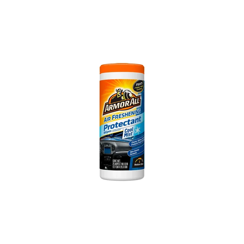 Plastic/rubber/vinyl Air Freshening Protectant Wipes Cool Mist Scent 25 Wipes