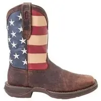 Rebel Men‘s Patriotic Pull-on Western Boots, Size 10 Wide, Brown