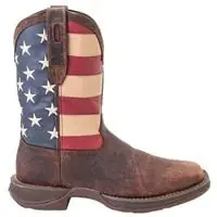 Rebel Men‘s 11-in. Patriotic Pull-on Western Boots, Size 13, Brown