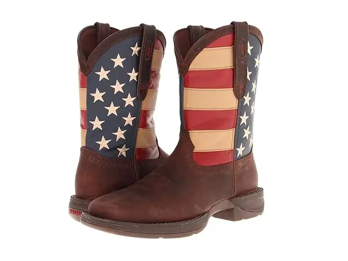 Rebel Men‘s Patriotic Pull-on Western Boots, Size 8 Medium, Brown