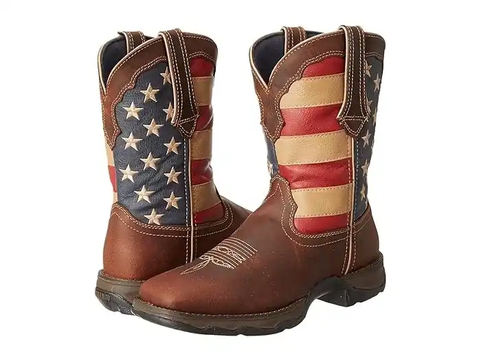 Lady Rebel Women‘s Patriotic Pull-on Western Boots, Size 6.5 M, Brown/union Flag