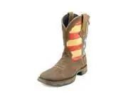 Lady Rebel Women‘s Patriotic Pull-on Western Boots, Size 8 Medium, Brown/union Flag