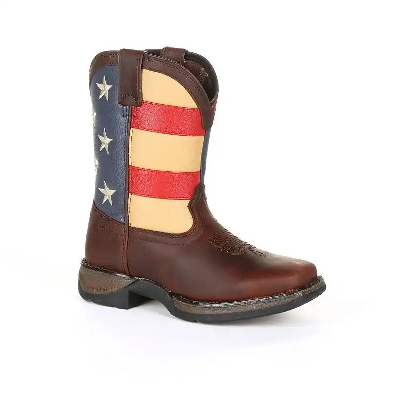 Lil Rebel American Flag Toddler Western Boots, Size 11, Brown