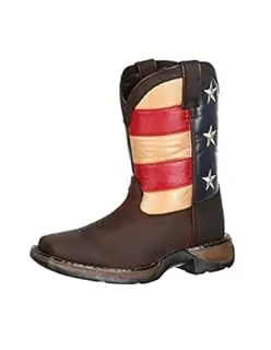 Lil Rebel American Flag Toddler Western Boots, Size 13, Brown