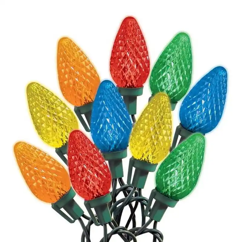Blue Led C6 Multicolored 100 Ct String Christmas Lights 24.5 Ft.