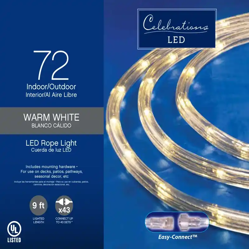 Led Warm White 72 Ct Rope Christmas Lights