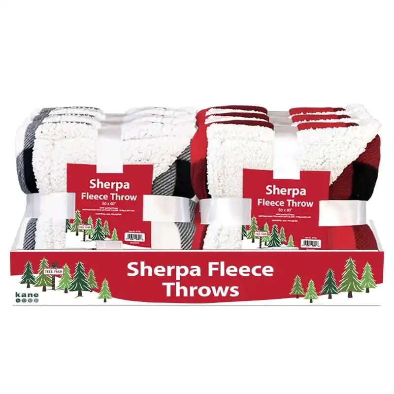 Holiday Plaid Multicolored Fleece Throw 50x60 Inches