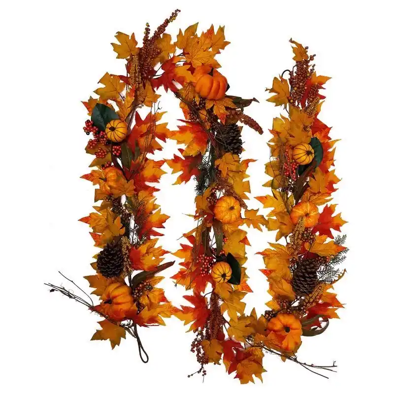9 Foot Unlit Fall Leaves Garland