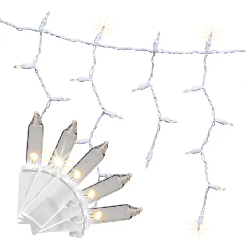 Classic Led T5 Warm White 100 Ct Icicle Christmas Lights 6 Ft.