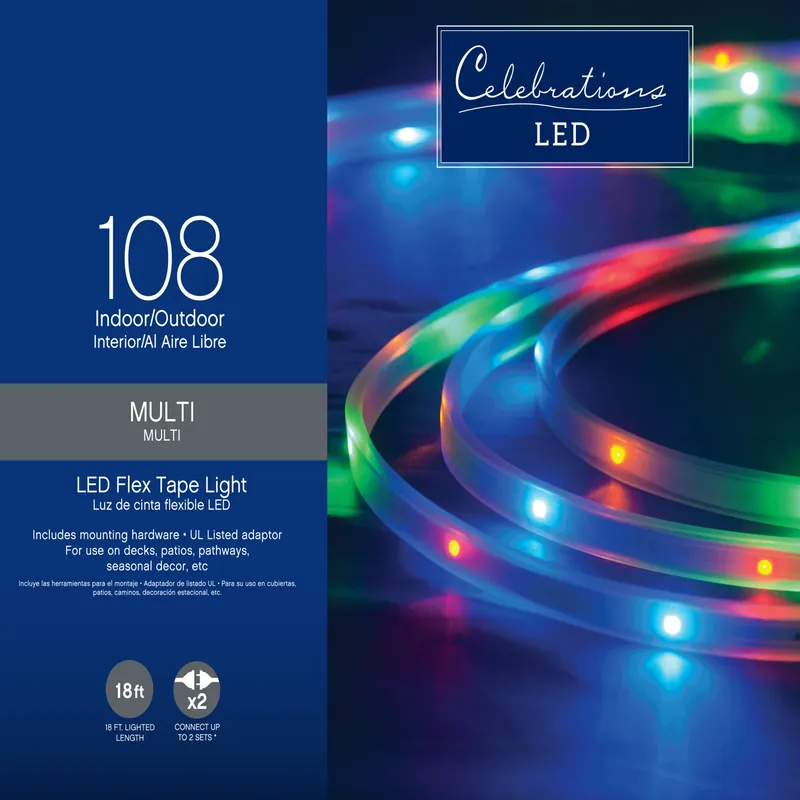 Led Multicolored 108 Count Rope Christmas Lights 18 Feet