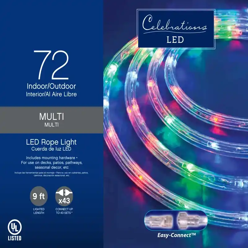 Led Multicolored 72 Ct Rope Christmas Lights 9 Ft.