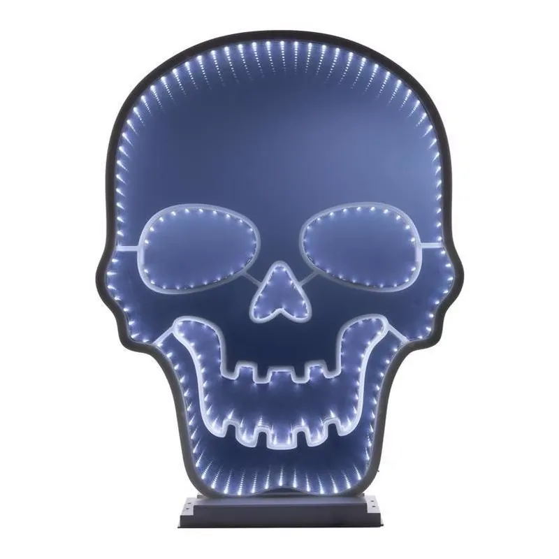 Halloween White Led Prelit 23‑inch Infinity Skull Décor