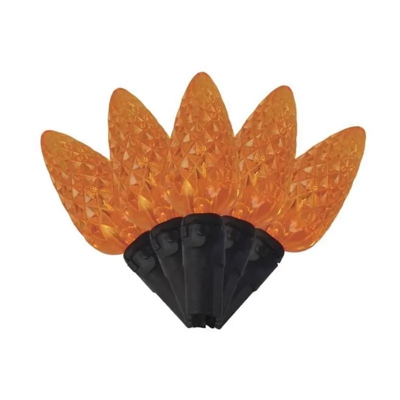 Orange Led Anti-flicker 100‑bulb String Lights – Plug‑in Holiday Décor
