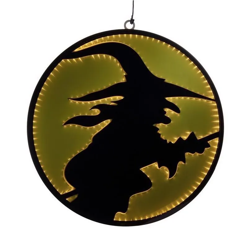 32" Orange Led Infinity Witch Hanging Décor
