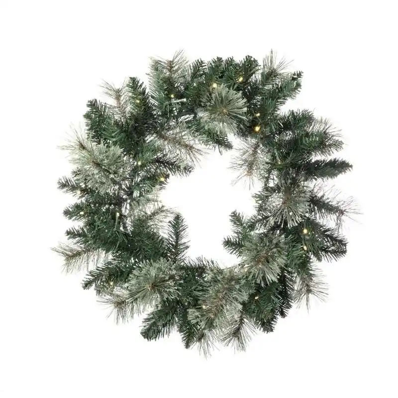 Led Prelit Mixed Pine Wreath With Multicolored & Warm White Lights