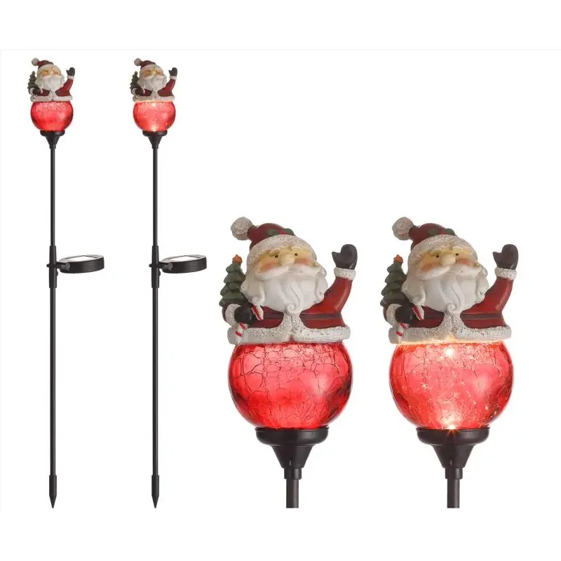Led Solar Powered Clear Santa 30 Inch Pathway Decor