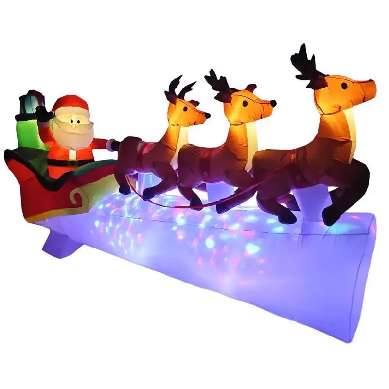 Led Multi-color Santa And Deer 53.15 Inch Christmas Inflatable