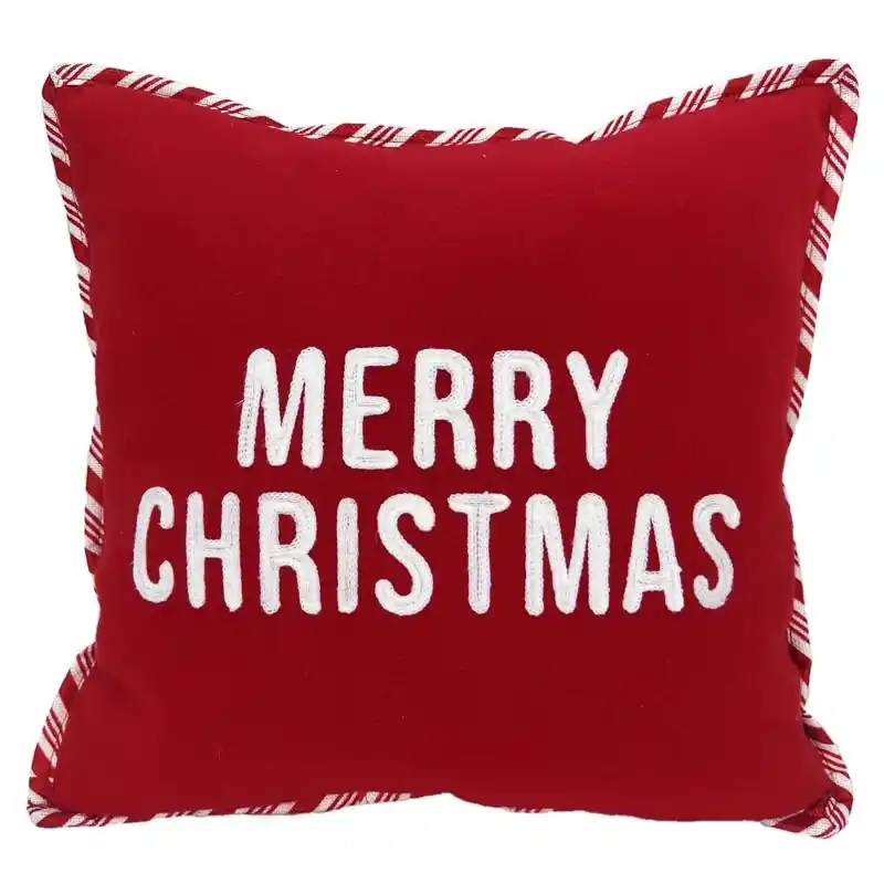 Home Merry Christmas Pillow Red/white 16x16 In. Polyester