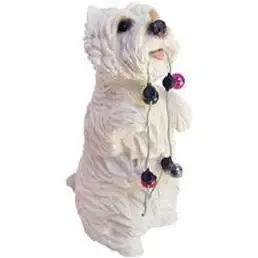 West Highland White Terrier With Holiday Lights Christmas Ornament Sculpture