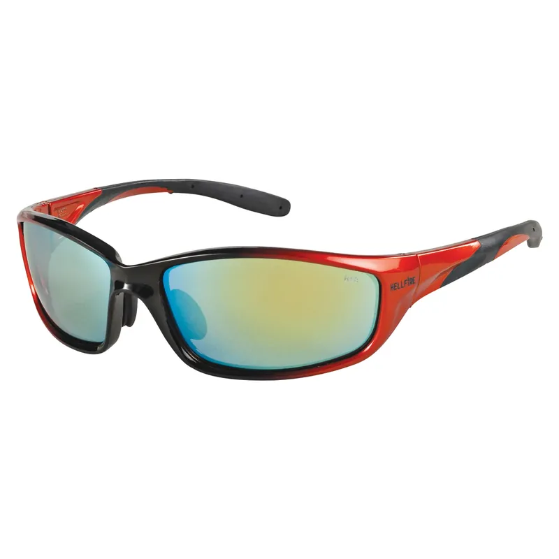 Hellfire Protective Safety Glasses With Gold Mirror Lens And Black/orange Frame