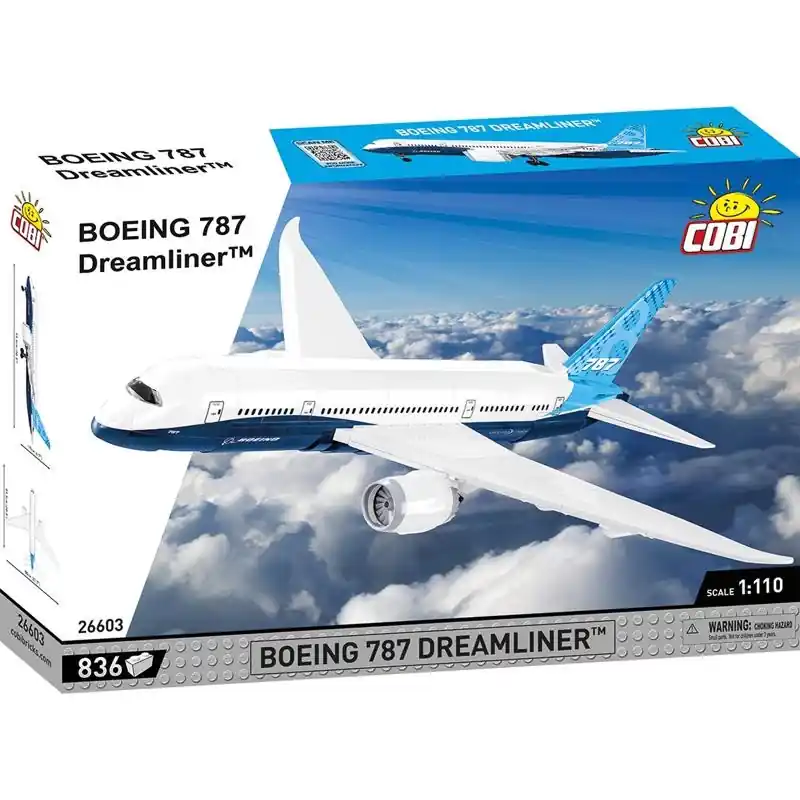 Boeing 787 Airplane Block Set Blue/white 836 Pc