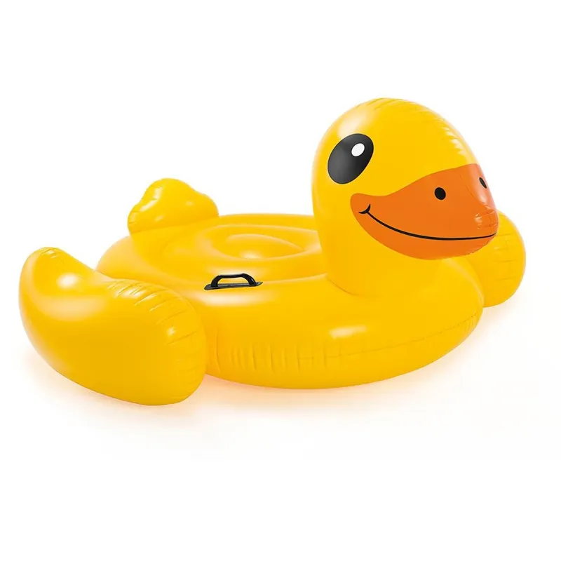 Yellow Duck Ride-on Pool Float 58 In. X 58 In. X 32 In. With Repair Patch