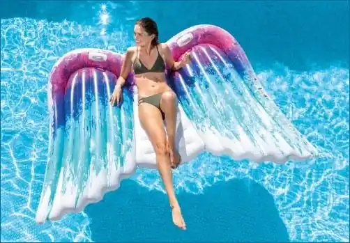 Angel Wings Pool Float Mat, Multi-color Vinyl Lounge By Colette Miller