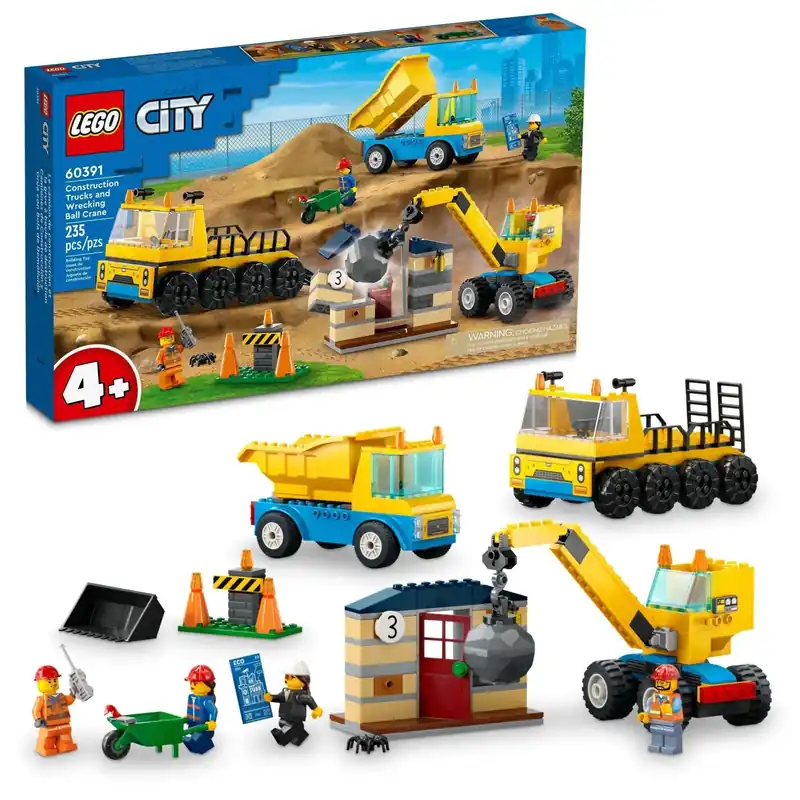 60391 Construction Trucks And Wrecking Vehicles For Kids - Durable Playset