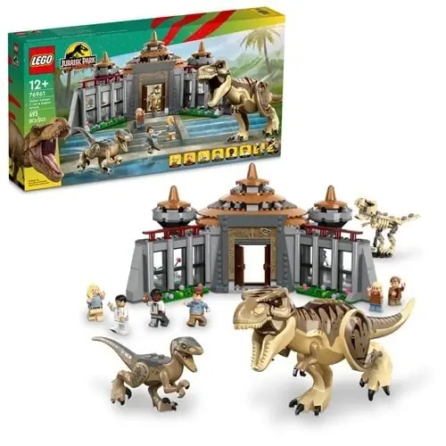 76961 Jurassic Park Visitor Center T. Rex And Raptor Attack Dinosaur Toy