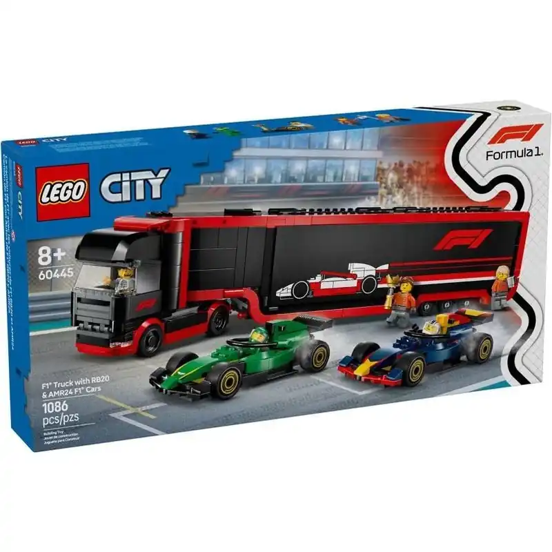 City F1 Racing Truck Set With Rb20 & Amr21 – 1086‑piece Multicolored Build