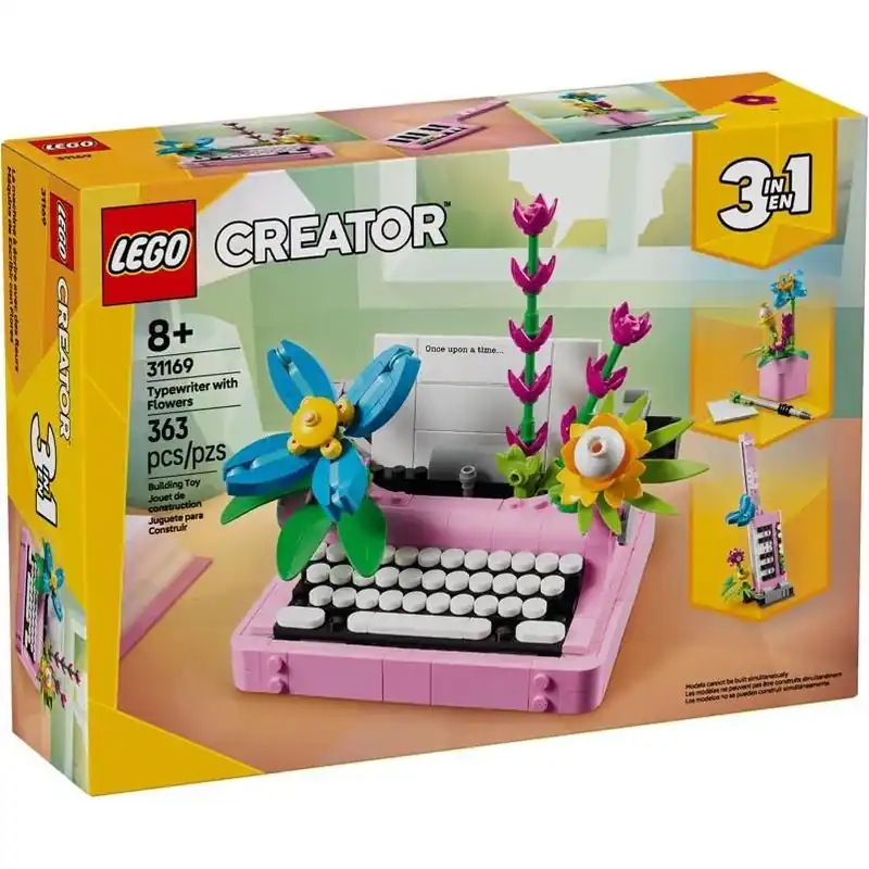 Creator Typewriter With Flowers Building Set – 363‑piece Multi‑color Creative Play Kit