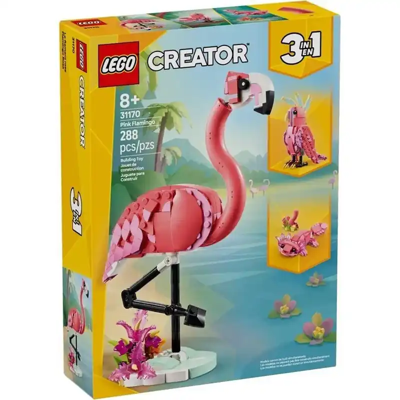 Creator 288‑piece Pink Flamingo Building Set – Multi‑color Animal Model